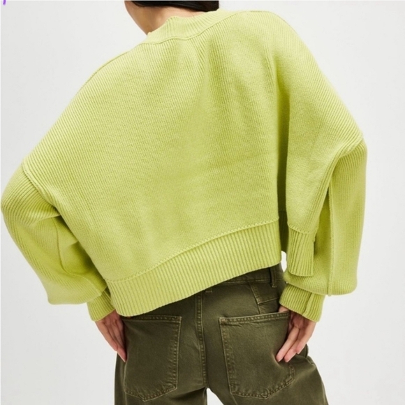 Free People Easy Street Dolmain Cropped Green Sweater. Xl - Picture 2 of 6